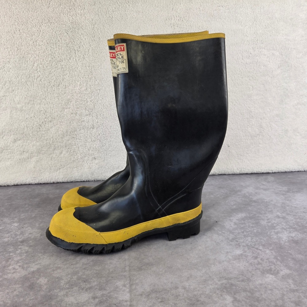 Tingley MB947 Mens Steel Toe Rubber Work Boots Black Yellow Rain Safety Size 9